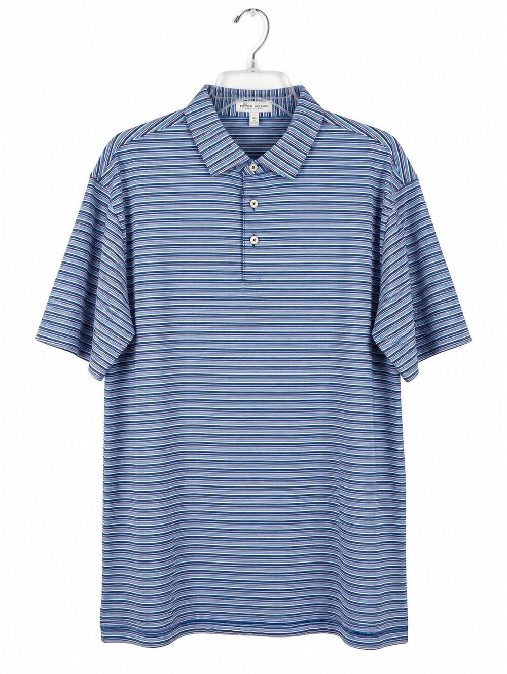 Peter Millar Summer Comfort Polo Men’s XL Blue Coral Stripe Golf Performance